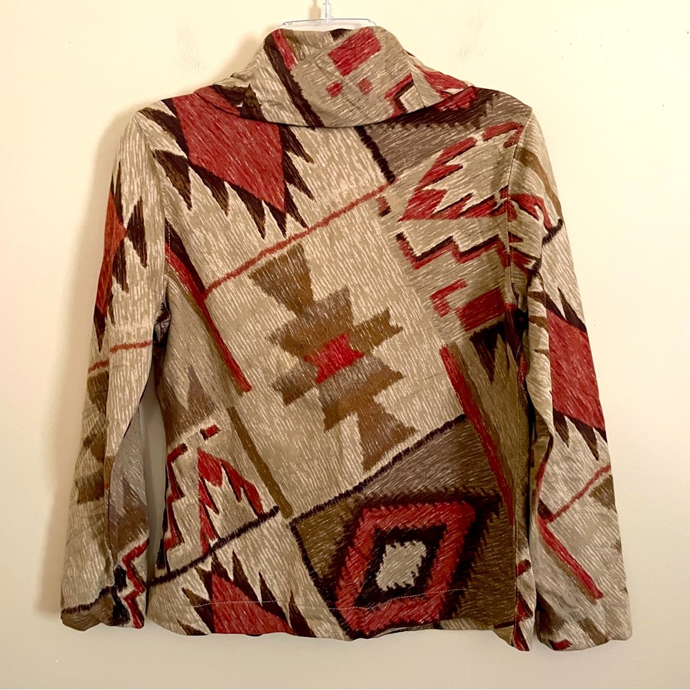 Ralph Lauren Tribal Western Aztec Jacket Women's Medium Petite Shawl Collar - Picture 2 of 7